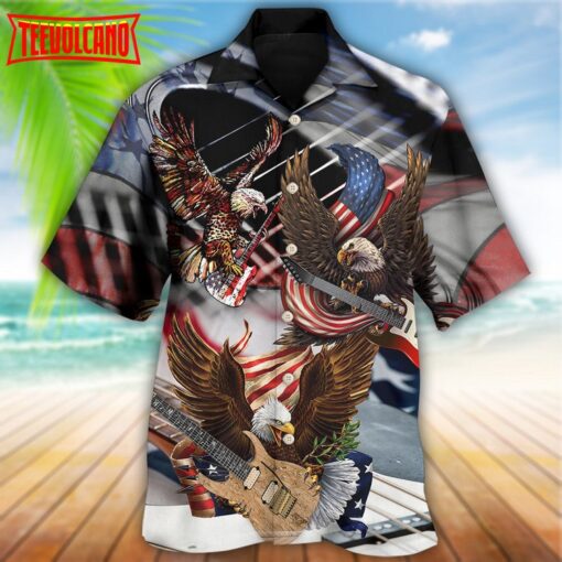 Guitar Independence Day Eagle Hawaiian Shirt