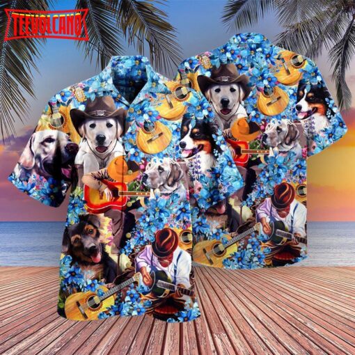 Guitar Pet Dogs Hawaiian Shirt