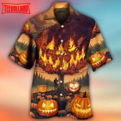 Halloween Pumpkin Burning Hawaiian Shirt