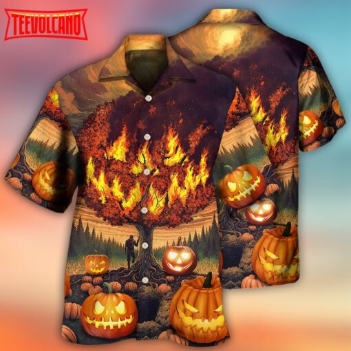 Halloween Pumpkin Burning Hawaiian Shirt