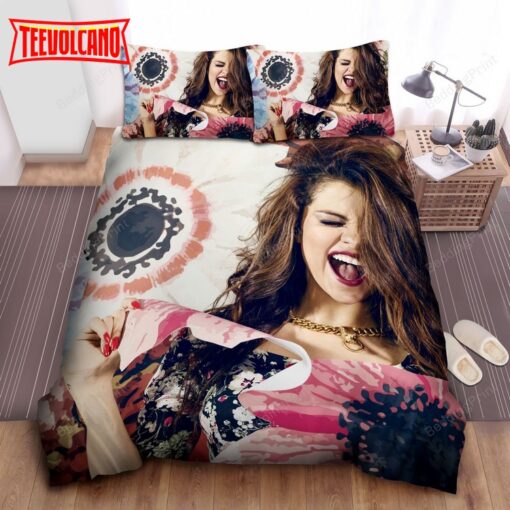 Happy Selena Gomez Yelling Duvet Cover Bedding Sets