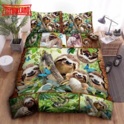 Happy Sloth Family Bed Sheets Duvet Cover Bedding Sets