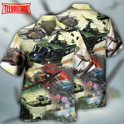 Helicopter Air Battle Military Planes Hawaiian Shirt