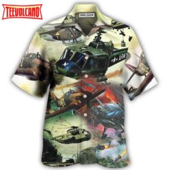 Helicopter Air Battle Military Planes Hawaiian Shirt