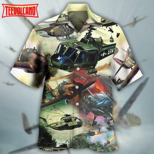 Helicopter Air Battle Military Planes Hawaiian Shirt