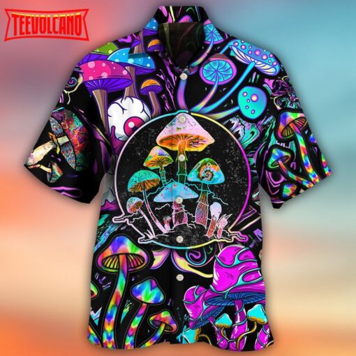 Hippie Mushroom Neon Hawaiian Shirt