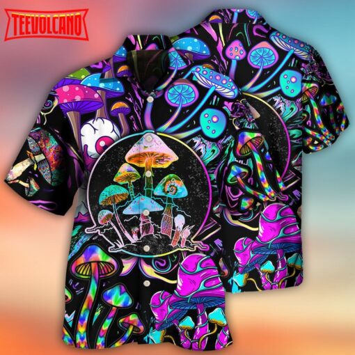 Hippie Mushroom Neon Hawaiian Shirt