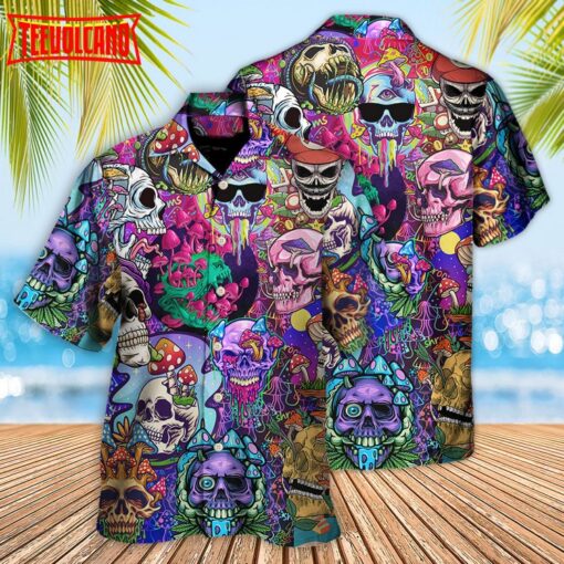 Hippie Mushroom Skull Hawaiian Shirt