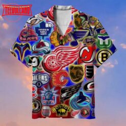 Hockey League Team Logo Collection Hawaiian Shirt