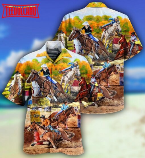 Horse Barrel Racing Ride Hawaiian Shirt