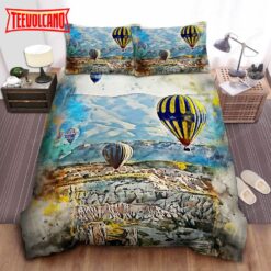 Hot Air Balloon Watercolour Bed Sheets Duvet Cover Bedding Sets