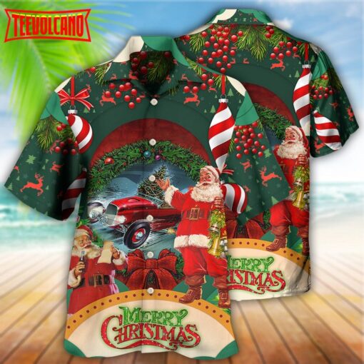 Hot Rod Christmas Happy Santa Hawaiian Shirt