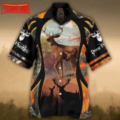 Hunting Deer Orange Camo Hawaiian Shirt