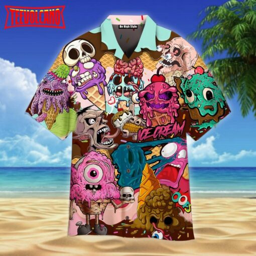 Ice Cream Zombie Halloween Hawaiian Shirt