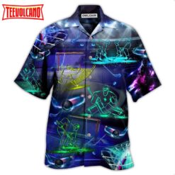 Ice Hockey Neon Hawaiian Shirt