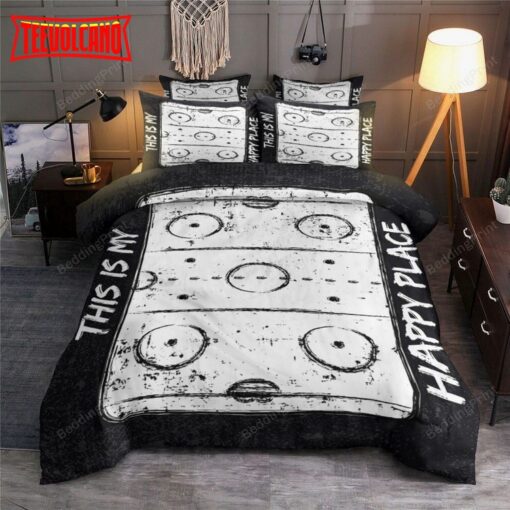 Ice Hockey Rink Illustration This Is My Happy Place Bedding Sets