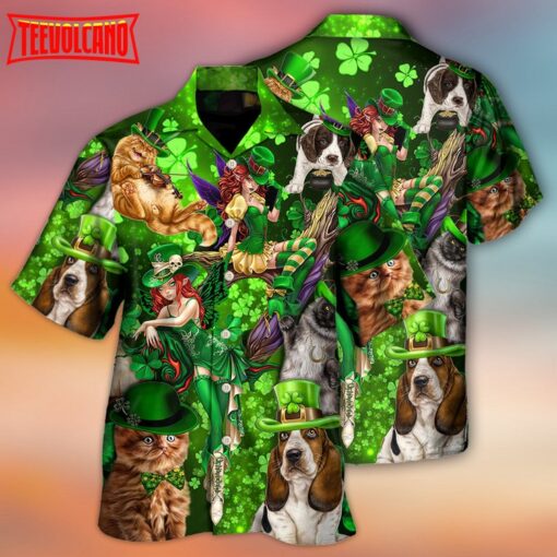 Irish Cat Girl St Patrick’s Day Hawaiian Shirt