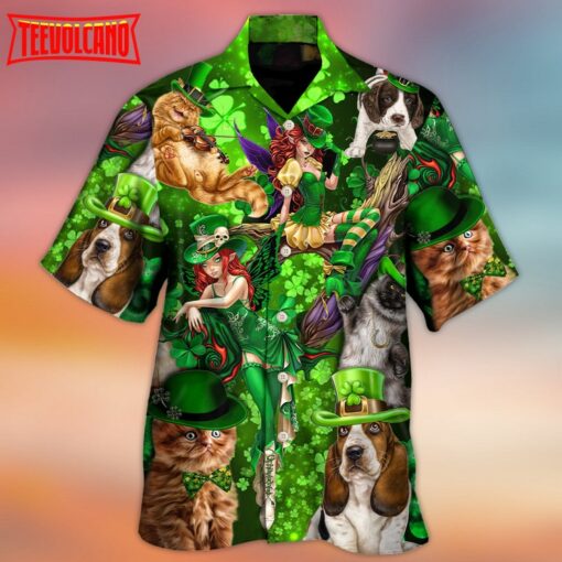 Irish Cat Girl St Patrick’s Day Hawaiian Shirt