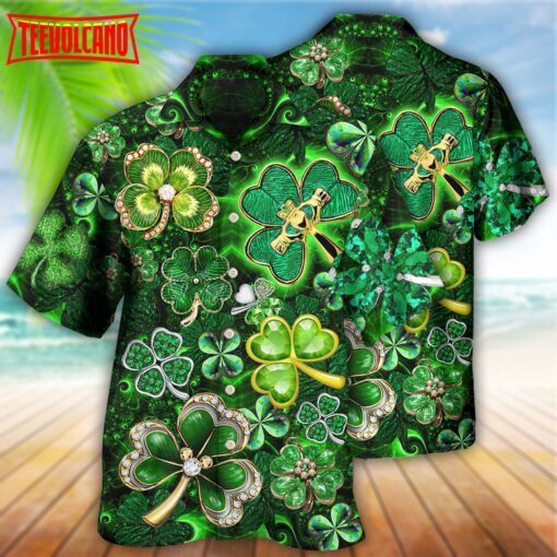 Irish Shamrock Leaf Diamond Hawaiian Shirt