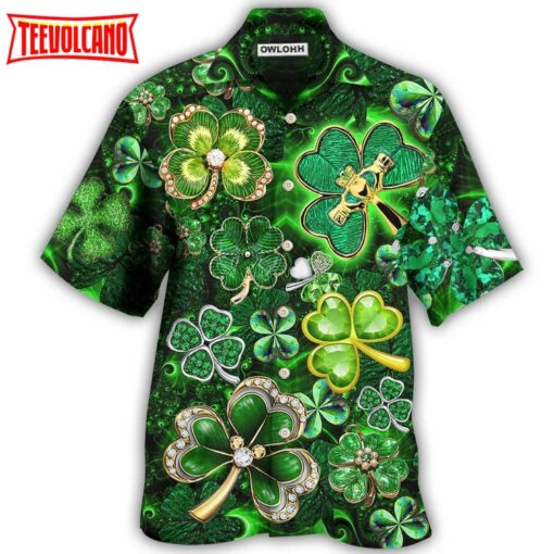 Irish Shamrock Leaf Diamond Hawaiian Shirt