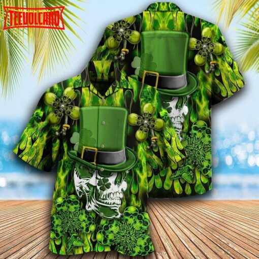 Irish Skull Enjoys Saint Patricks Day Hawaiian Shirt