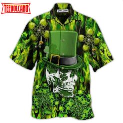 Irish Skull Enjoys Saint Patricks Day Hawaiian Shirt