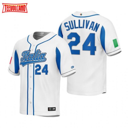 Italy Brett Sullivan White 2023 World Baseball Classic Jersey