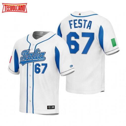 Italy Matt Festa White 2023 World Baseball Classic Jersey