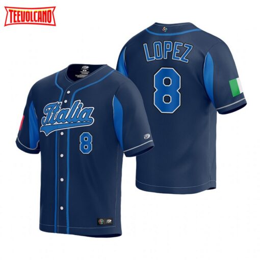 Italy Nicky Lopez Navy 2023 World Baseball Classic Jersey