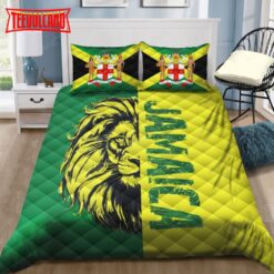 Jamaica Lion Green And Yellow Duvet Cover Bedding Sets