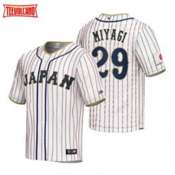 Japan Hiroya Miyagi White 2023 World Baseball Classic Jersey