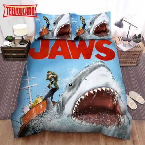 Jaws Fight With Sharks Bed Sheets Duvet Cover Bedding Sets