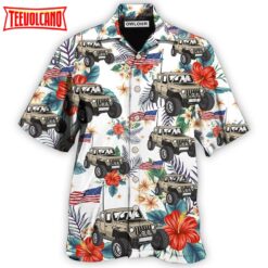 Jeep Independence Day Flower Hawaiian Shirt