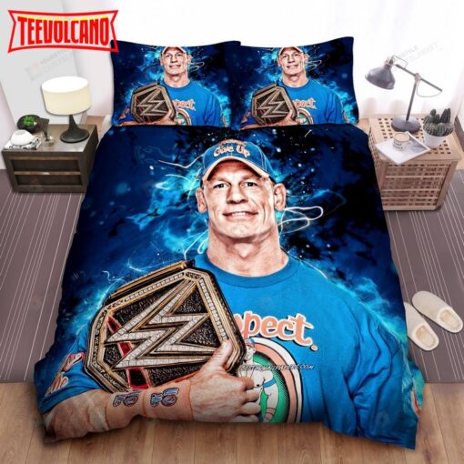 John Cena With His Championship Title Belt Duvet Cover Bedding Sets