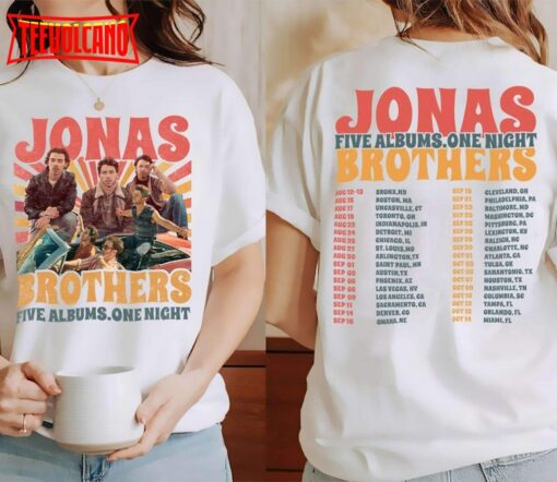 Jonas Brothers Five Albums One Night Tour 2023 Double Side Shirt