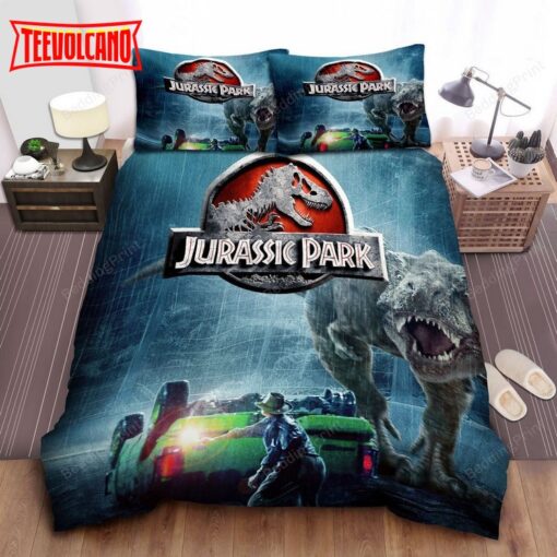 Jurassic Park T-Rex Hunting Illustration Duvet Cover Bedding Sets