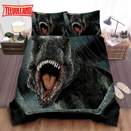 Jurassic Park T-Rex In Digital Art Portrait Duvet Cover Bedding Sets