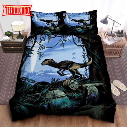 Jurassic Park Velociraptor Protecting Eggs Digital Painting Bedding Sets