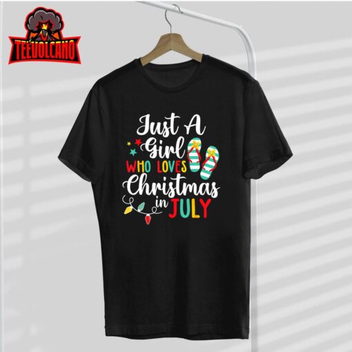 Just A Girl Who Loves Christmas In Jully Summer Beach Women T-Shirt