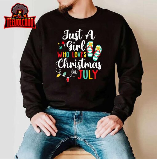 Just A Girl Who Loves Christmas In Jully Summer Beach Women T-Shirt