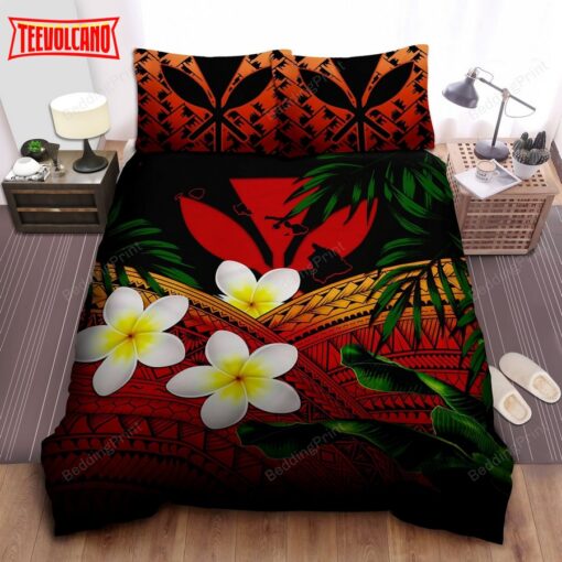 Kanaka Maoli Polynesian Plumeria Banana Leaves Hawaiian Bedding Sets