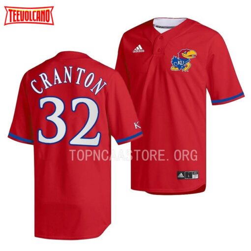 Kansas Jayhawks Hunter Cranton College Baseball Red Jersey