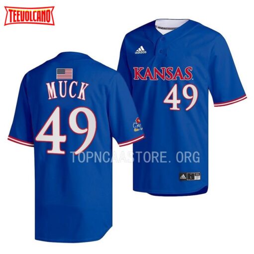 Kansas Jayhawks Karter Muck Two-Button Replica Baseball Jersey