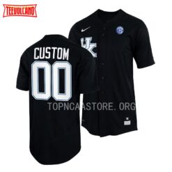 Kentucky Wildcats Custom College Baseball Full-Button Jersey Black