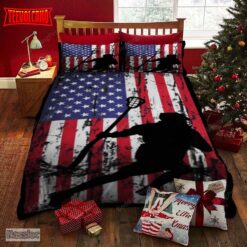 Lacrosse Player American Flag Bed Sheets Duvet Cover Bedding Sets