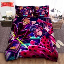 Ladybug &amp Cat Noir Illustration Bed Sheets Duvet Cover Bedding Sets