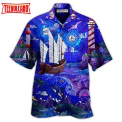 Lighthouse Stained Glass Hawaiian Shirt