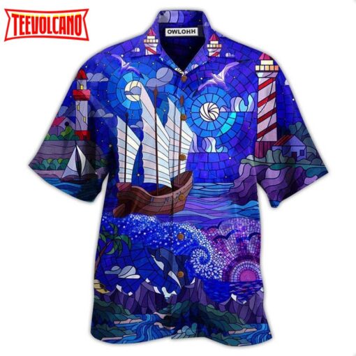 Lighthouse Stained Glass Hawaiian Shirt