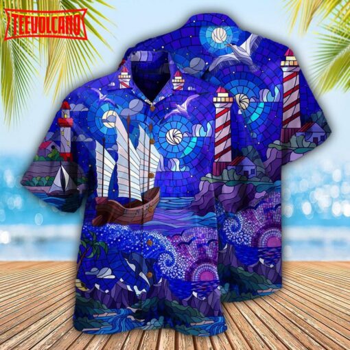 Lighthouse Stained Glass Hawaiian Shirt