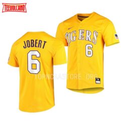 LSU Tigers Brayden Jobert Elite Gold Full-Button College Baseball Jersey